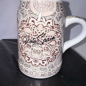 Rosman Group Rota Spain Decorated Ceramic Coffee Mug 16 oz White/Gray/Brown